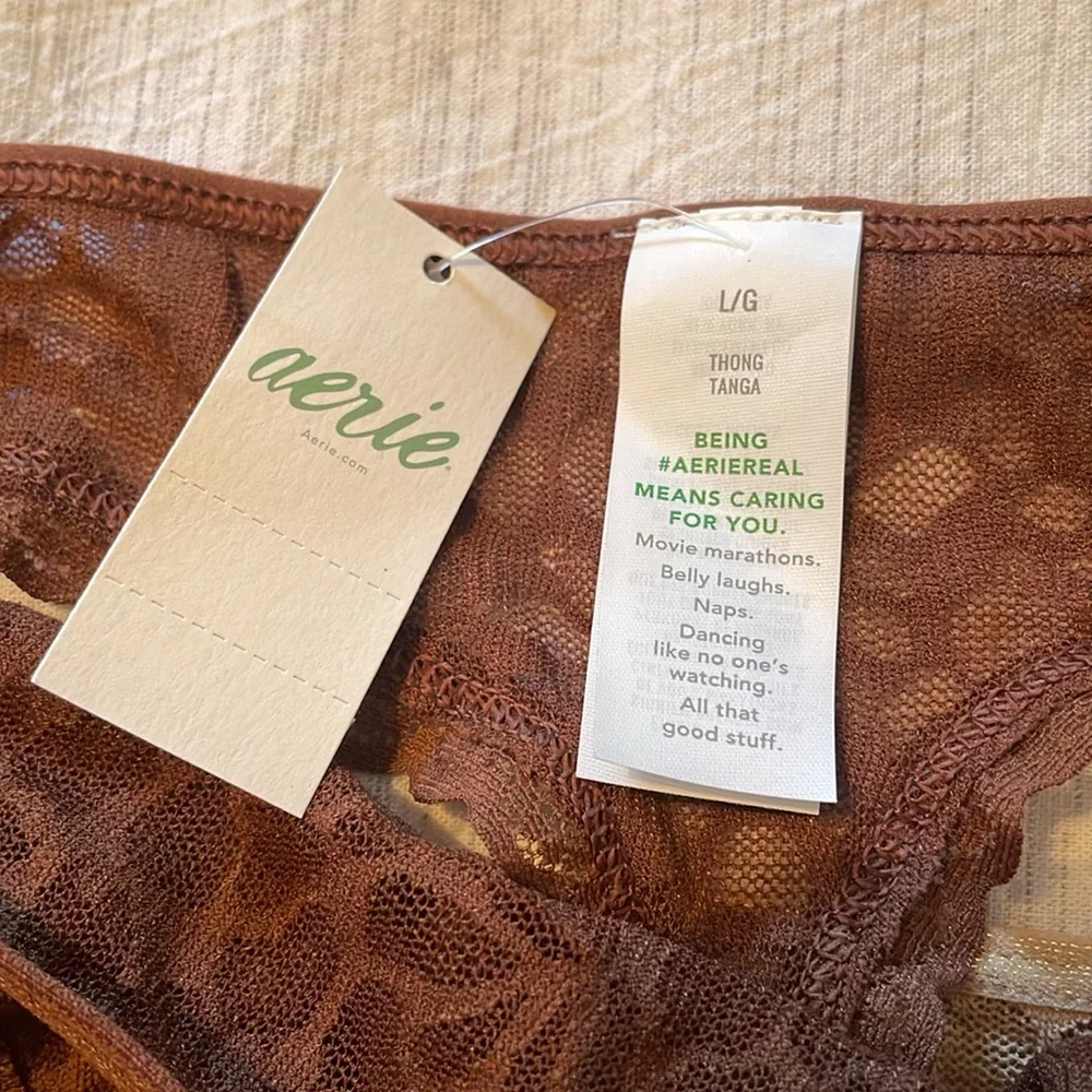 Aerie Lace Panties - Brown, Tan, Orange, and Black - Picture 2 of 6